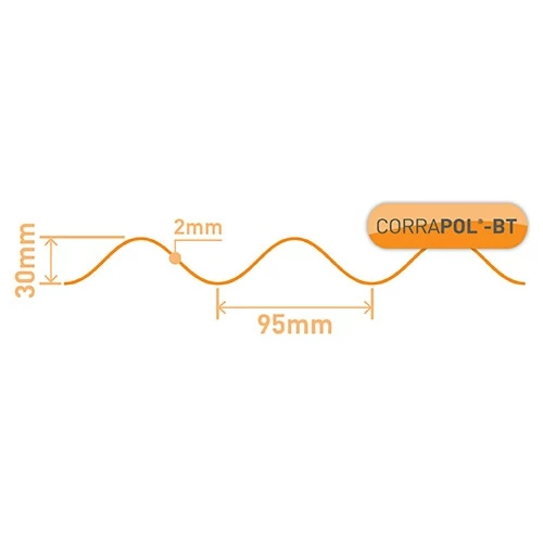 Clear Amber Corrapol-BT Corrugated Bitumen Roofing Sheet 930mm X 2000mm Red - Image 2